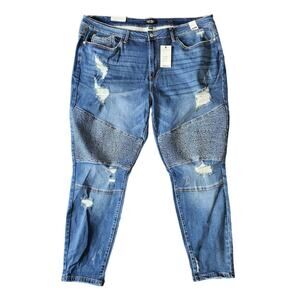 COPY - Judy Blue Jeans Moto Skinny Fit Plus Size 24W Distressed Mid Rise Stretc…
